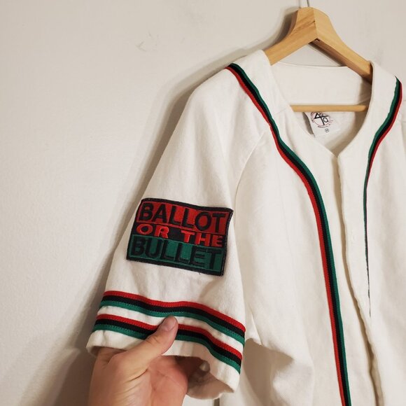 Vintage 90s Spike Lee Malcom X 40 Acres and a Mule baseball jersey white size M - Picture 3 of 5